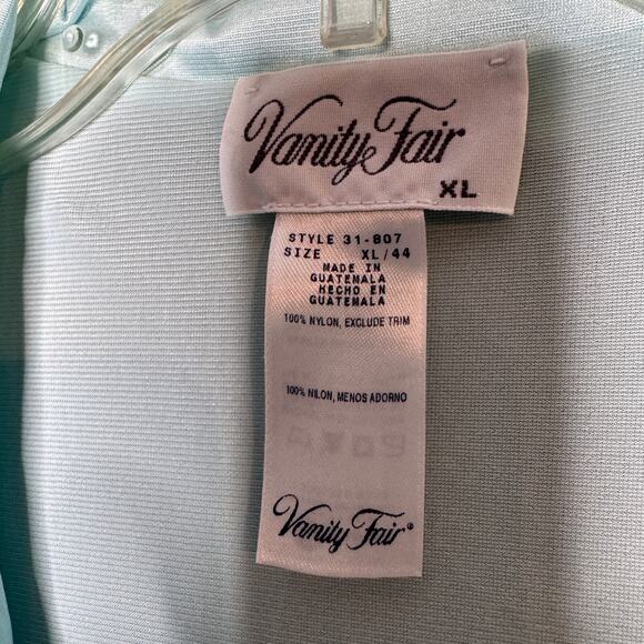 Vanity Fair XL Seafoam Aqua Nylon Robe Sheer Tricot Peignoir 2000s Y2K Vintage - Picture 5 of 8